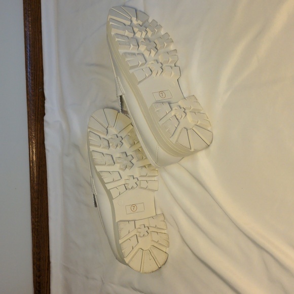 White Platform Clogs Mules Lug bottom slip on penny loafers size 7 - Picture 4 of 8